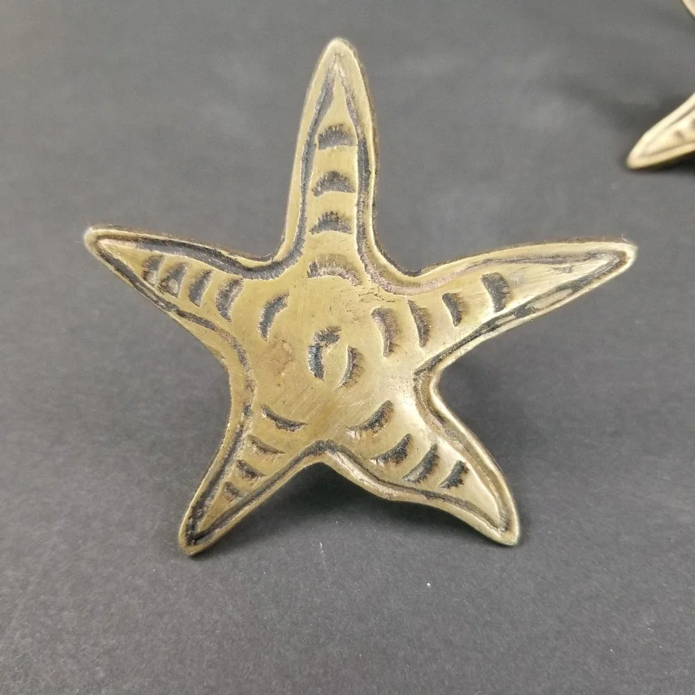 Vintage 1994 DII Brass Napkin Rings Set of 8 Starfish Sea Horse Coastal Nautical